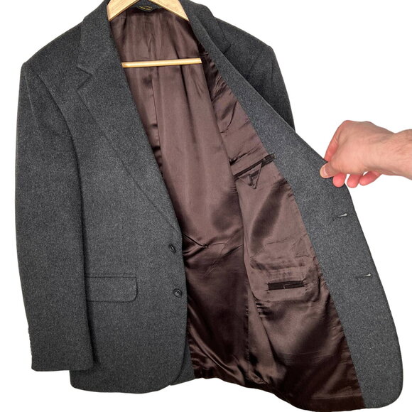 Vintage 60's Robert Stock Mens 38R CAMEL HAIR 2 Button Blazer Jacket Dark Gray - Picture 3 of 9